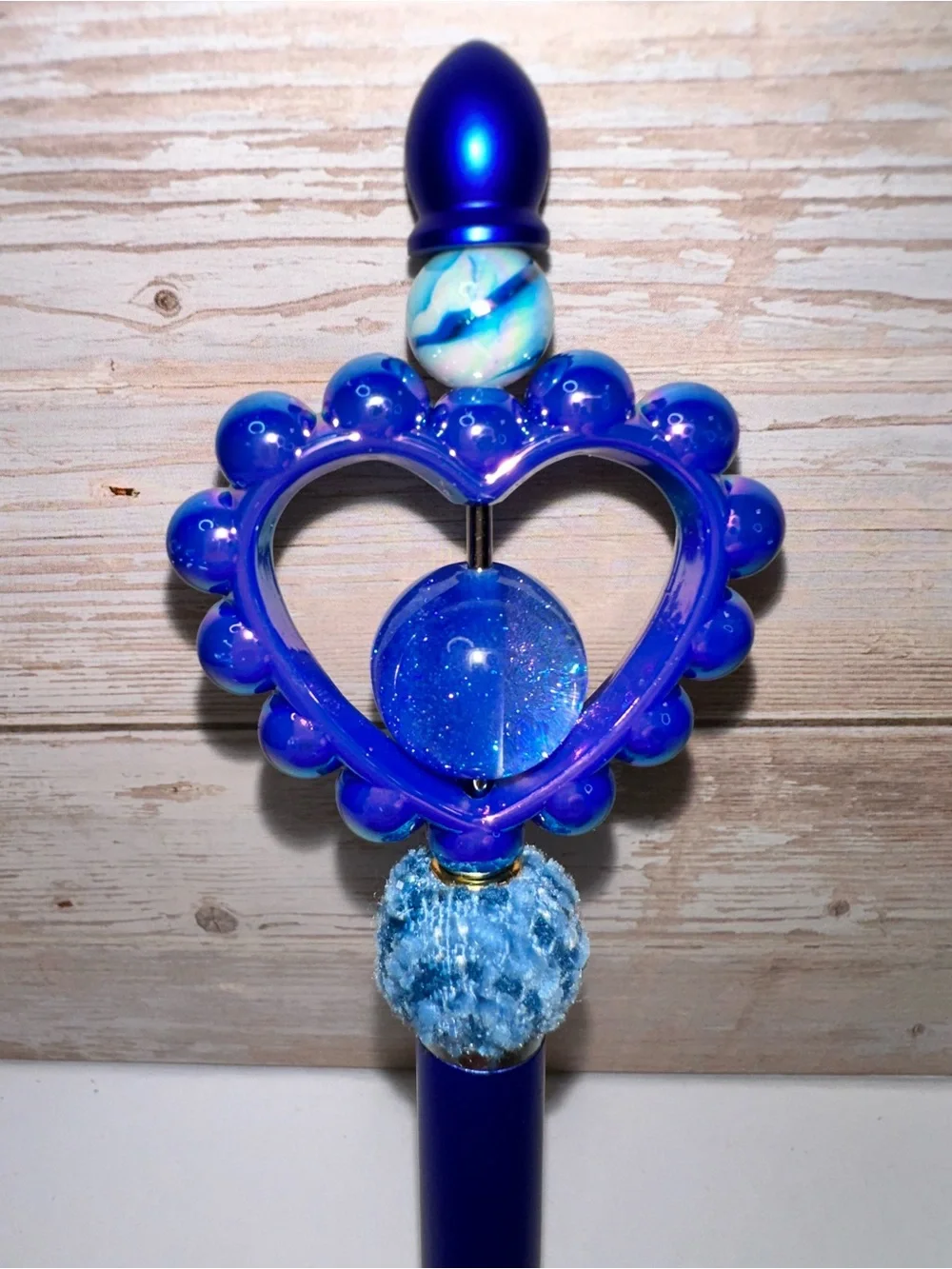 STYLUS PEN - Blue Heart-Topped Decorative